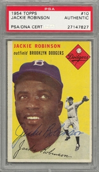 1954 Topps Jackie Robinson #10 Signed Card (PSA/DNA)